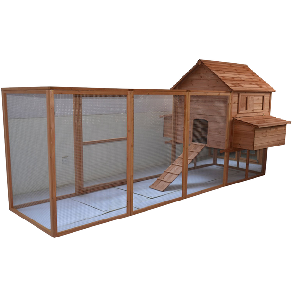 Pawhut 144- Large Backyard Hen House Chicken Coop w- Long Run